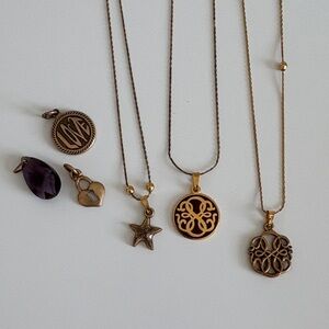 Alex and Ani (3) Gold Charm Necklaces & Extra Charms